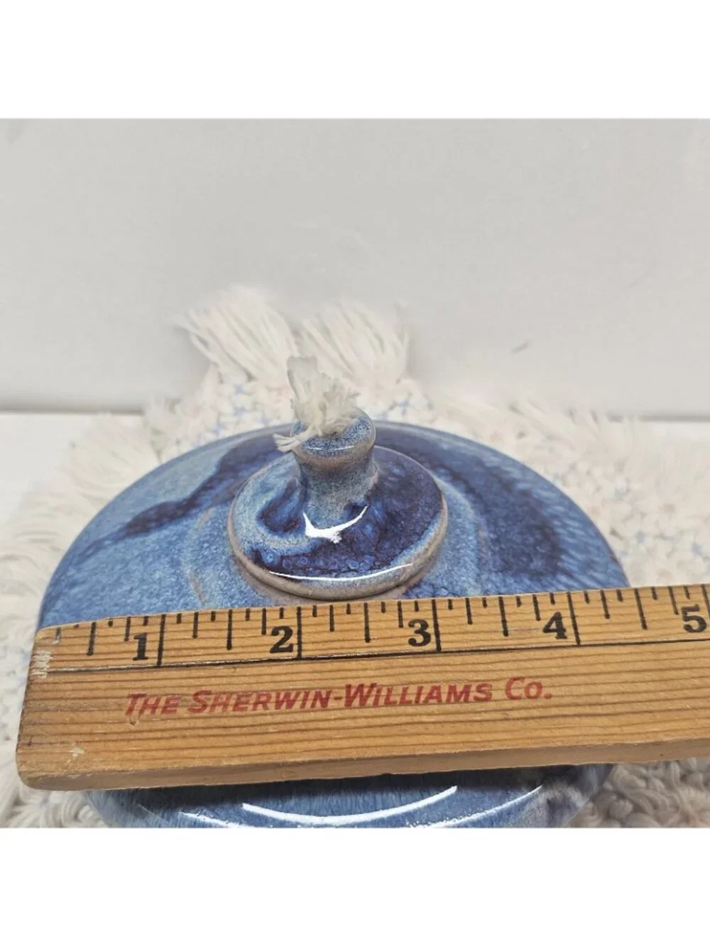 Vintage Studio Art Pottery Oil Lamp Ceramic Blue Drip Glaze Stoneware Unsigned